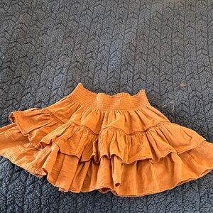 Chic Orange Ruffled A-Line Skirt